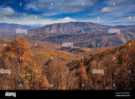 North Carolina Mountain Range In The Colorful Season Of Autumn Stock