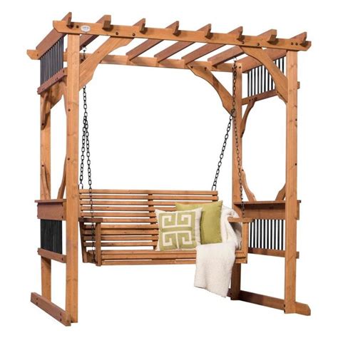 Backyard Discovery Deluxe Pergola Swing Brown Wood Freestanding Pergola ...