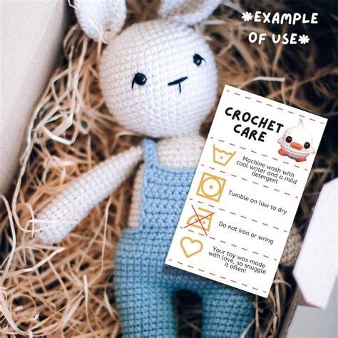 Amigurumi Care Card Printable Crochet Label Yarn Washing Instructions