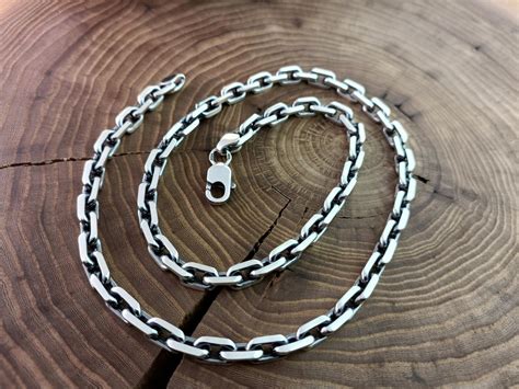 Серебряная Якорная цепочка с гранями. Мужская цепь Якорь серебро 925: 5 ...