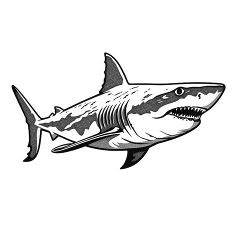 Premium AI Image | A black and white drawing of a shark with a sharp ...