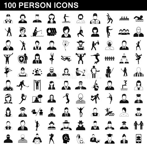 Iconos Fijados Estilo Simple De La Persona Ilustraci N Del Vector