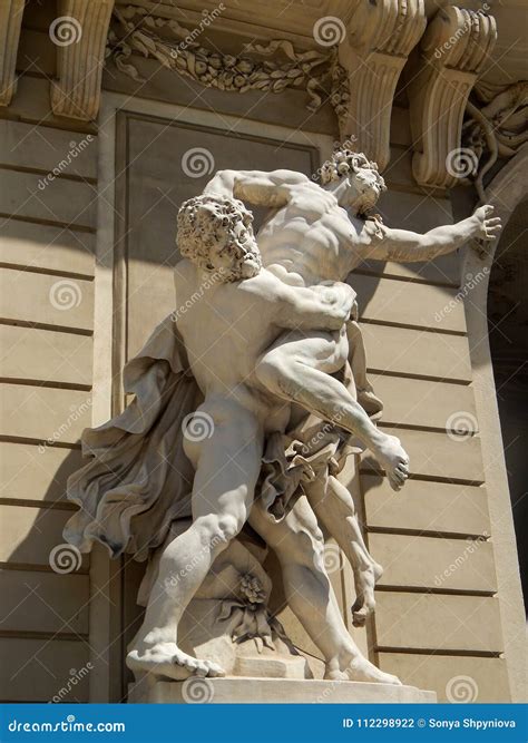 Statue Of Hercules Fighting Antaeus In Vienna Austria Stock Photo