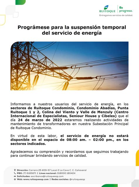 Progr Mese Para La Suspensi N Temporal Del Servicio De Energ A