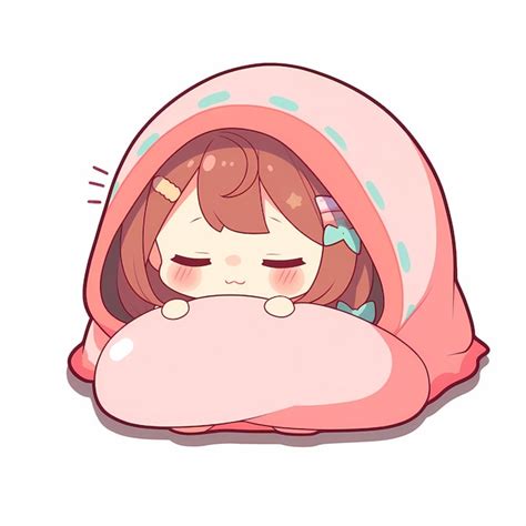 Premium AI Image | Kawaii Sleepy Blanket Girl Chibi Anime Vector Art ...