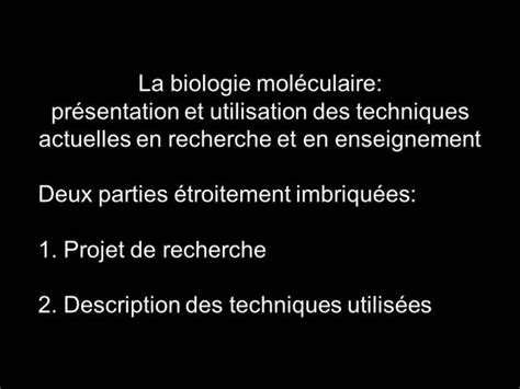 Une Introduction La Biologie Mol Culaire Pr Sentation Et