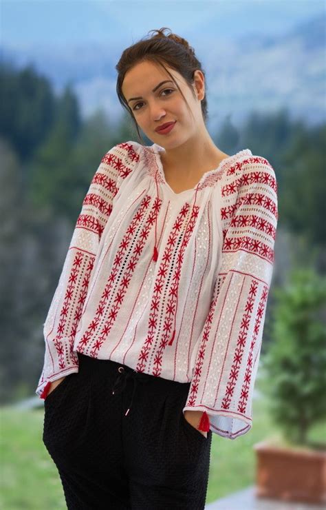 Romanian Hand Embroidered Peasant Blouses For Sale Worldwide