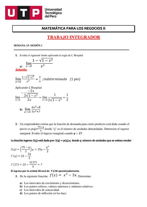 S013 s1 Participación Integradora MATEMÁTICA PARA LOS NEGOCIOS II