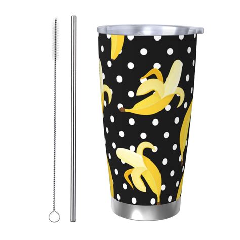 Derioi Banana For Oz Tumbler With Lid For Hot And Cold Beverages Portable For Office Sports