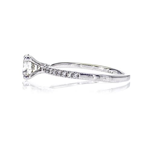 1 07 Tcw SI1 Round Diamond Ring 14 Quilates Oro Blanco Anillo De