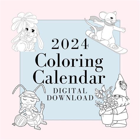 a coloring calendar with cartoon animals and flowers on the cover, in ...