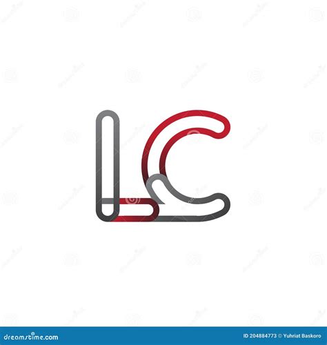 Logotipo Inicial Letra Lc Contorno Ligado Vermelho E Cinza Logotipo