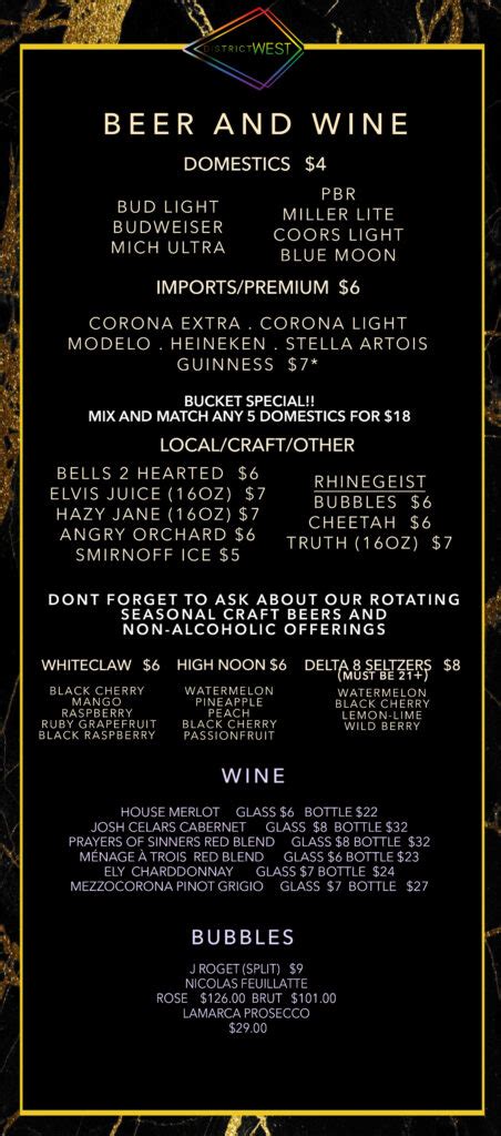 COCKTAIL MENU | District West