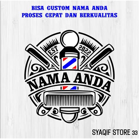 Jual Sticker Custom Nama Logo Barbershop Pangkas Rambut Cutting