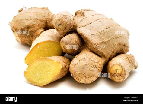 Ginger Zingiber Officinale On A White Background Stock Photo Alamy