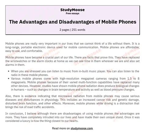 Advantages And Disadvantages Of Mobile Phones