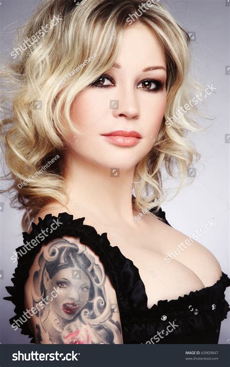 Beautiful Sexy Blonde Woman Corset Tattoo Stock Photo 63909847 Shutterstock
