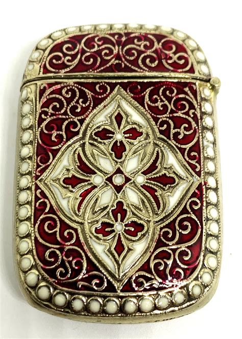 David Andersen Silver Gilt Red Enamel Vesta Case