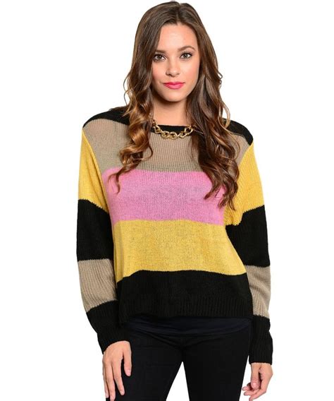 Long Sleeve Color Block Sweater Color Block