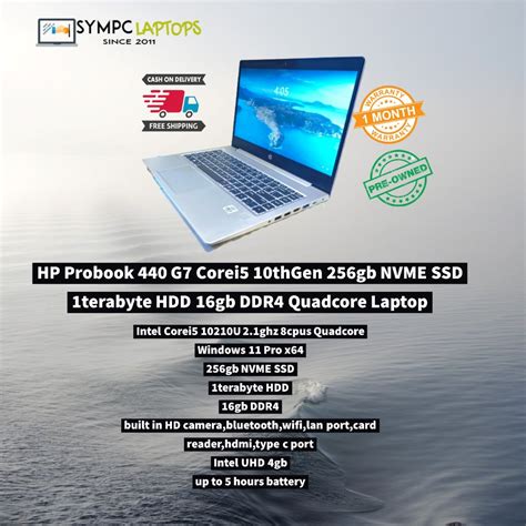 Hp Probook 440 G7 Corei5 10thGen 256gb M 2 NVME SSD 1Tera Hdd 16gb Ddr4