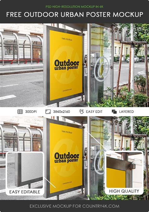 Free Outdoor Urban Poster Mockup Country4k