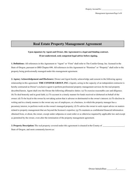 Free Printable Property Management Agreement Templates [pdf Word]