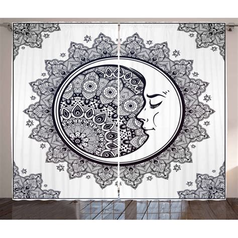 East Urban Home Rustikaler Vorhang Boho Stern Mond Mandala Mond