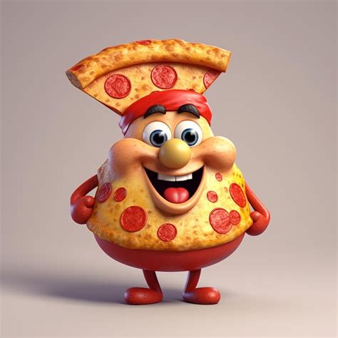 Premium AI Image | A cartoon pizza character with a pizza hat on.