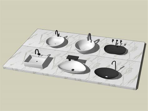 6 Bathroom Basin Sinks Collection Sketchup 3d Model Skp File Download