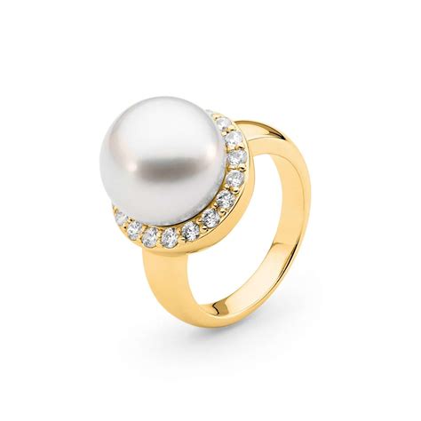 Diamond Halo Pearl Ring - Allure South Sea Pearls