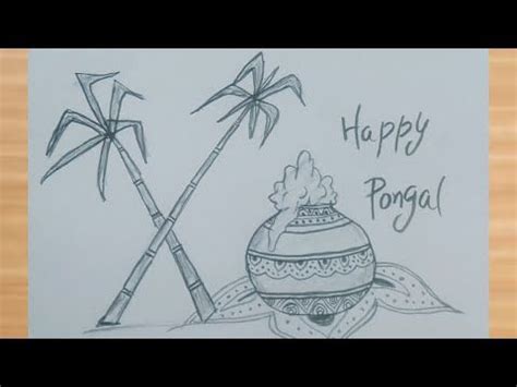 Pongal festival drawing,Pongal pot simple drawing,happy Pongal drawing ...