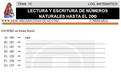 DESCARGAR LECTURA Y ESCRITURA DE NUMEROS HASTA EL 200 MATEMATICA