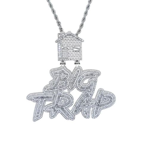 Iced Out Letter Big Trap Con Colgante De Casa Pavimenta Circonita