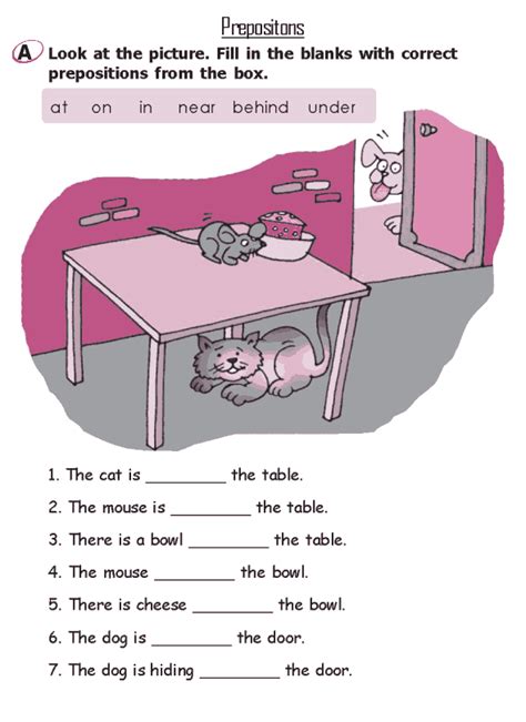 Preposition Of Place Worksheet Grade 2