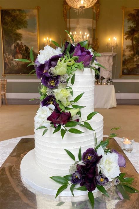 Cascading Purple Flowers Buttercream Wedding Cake Now211 Creative Cakes