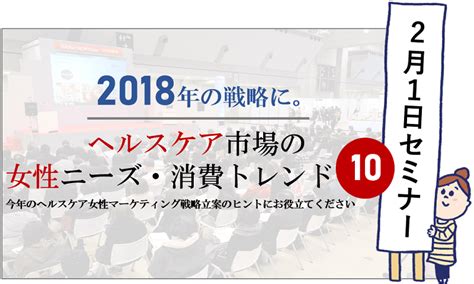 【講演情報】2018年おさえておきたい、ヘルスケア市場の女性ニーズ・消費トレンド10とマーケティングヒント 女性ヘルスケア専門のビジネス