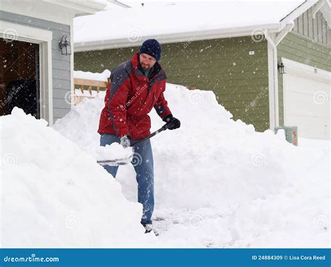 Snow Shoveling Stock Image Image Of Blizzard Denver 24884309