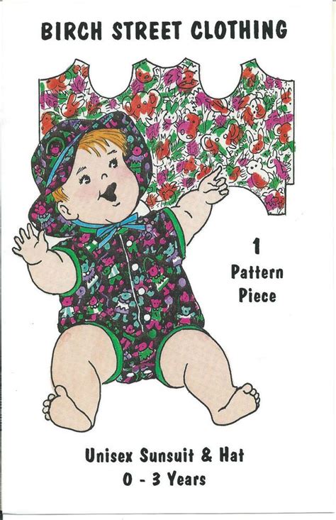 Birch Street Clothing Unisex Sunsuit And Hat Sewing Pattern 0 3 Years New