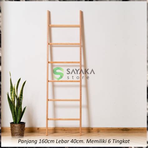 jual  susun tangga kayu hias dekorasi ladder hanger rak sajadah