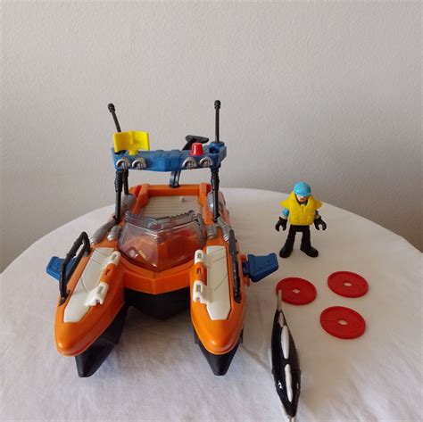 Brinquedo Original Fisher Price Boneco Imaginext Barco De Resgate