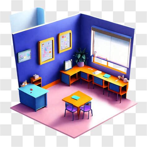 Download Bright And Inviting Classroom With Desks And Chairs Pngs