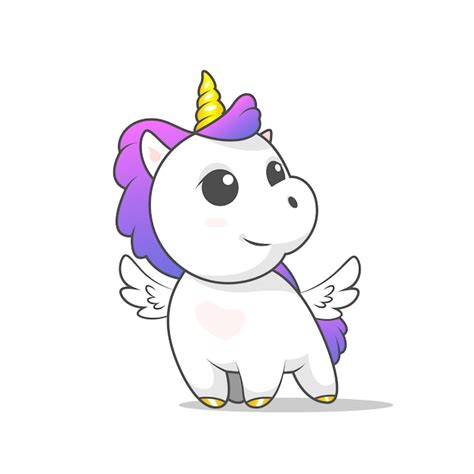 Ilustraci N Vectorial Del Lindo Unicornio De Dibujos Animados Con Alas