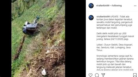 Ngeri Detik Detik Pick Up Terjun Ke Jurang Usai Ngebut Di Jalan Berlumpur