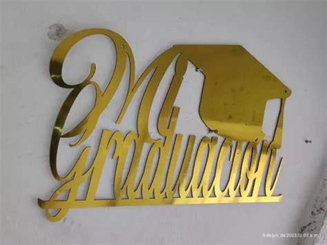 Letrero Mi Graduación Y Nombre 60cm Dorado Espejo Decoracion