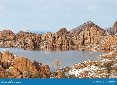 Scenic Watson Lake Prescott Arizona In Winter Stock Image Image Of