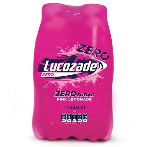 Lucozade Sugar Free Pink Lemonade 8 X 380ml Energy Drink Lemon And Red