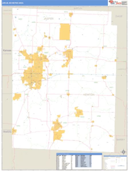 Joplin Missouri Metro Area Wall Map