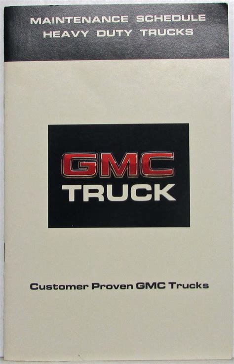 1986 Gmc Heavy Duty Truck Maintenance Schedule Booklet