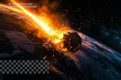 Premium PSD | Meteor impact on earth fired asteroid in collision on ...