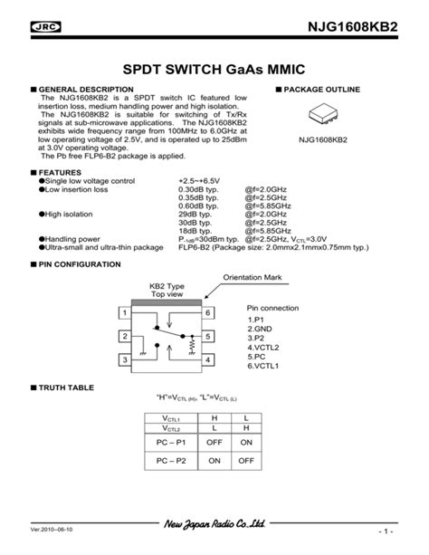 Njg Kb Spdt Switch Gaas Mmic